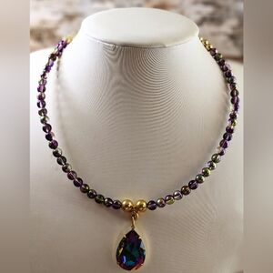Volcano Beads And Volcano / Vitrail Pendant Necklace